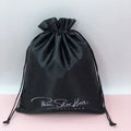China Wholesale Custom Black Satin Pull String Bags Private Label for Promotional Gift Packaging