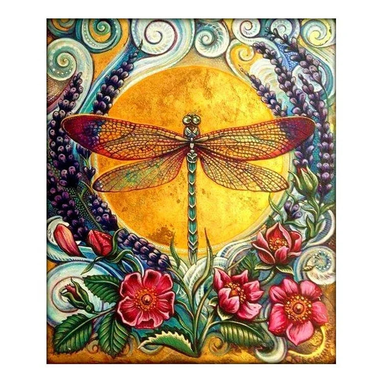 Ever Moment 5D Diamond Painting Art Dragonfly Flowers DIY Full Drill Rhinestone ASF1056