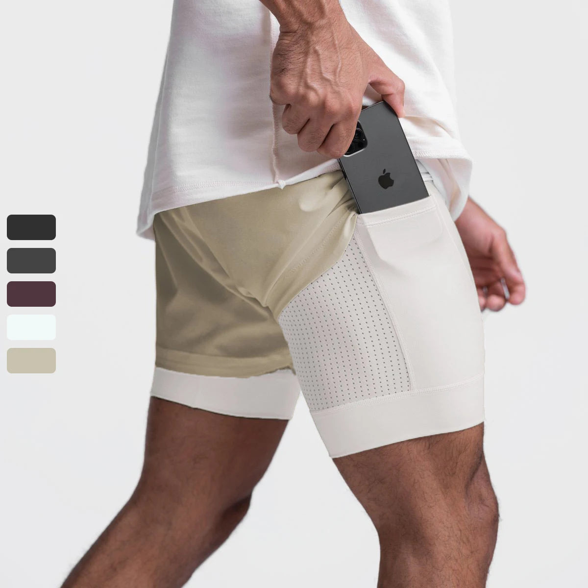 SHINBENE Custom LOGO Mesh 2 in 1 Summer Breathable Sports Workout Gym Men's Shorts
