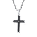 Alin Wholesale Religious Style Matte Black Plated Stainless Steel Cross Pendant Necklace for Men Gift Jewelry