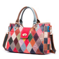 Women Large Tote Bag Genuine Cow Leather Shoulder Messenger Bags Vintage Style Female Handbag Colorful Totes Big Purse