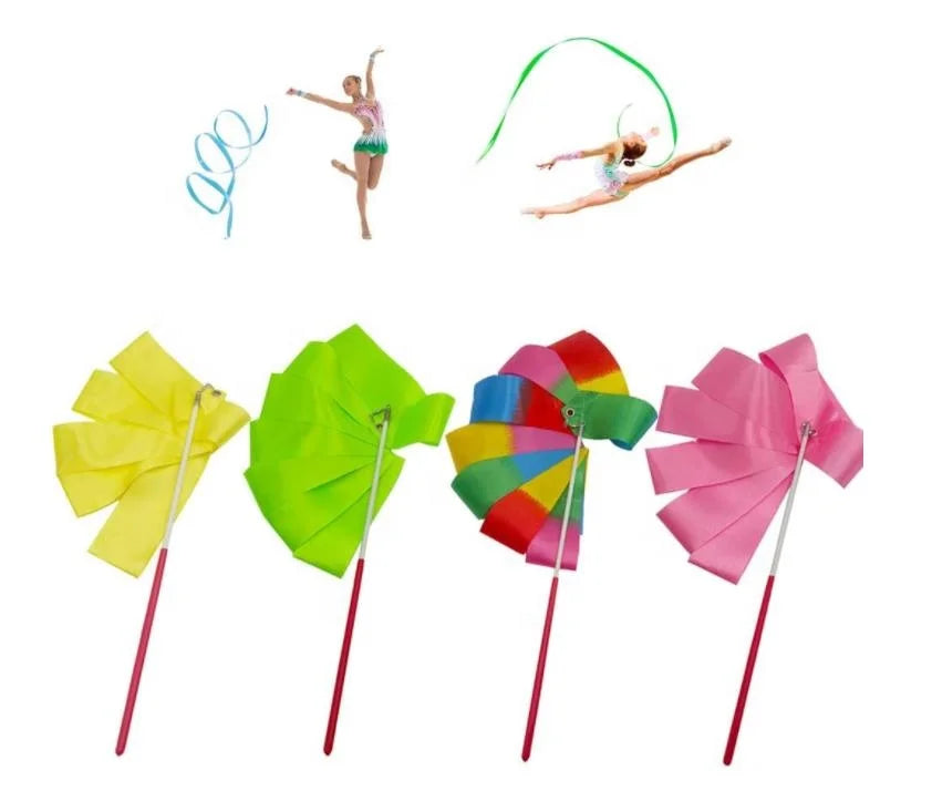 Dance Ribbon Streamer 6.5 FT Long Rhythm Ribbons Wand Twirling Artistic Gymnastics Sticks  Party Favors Colorful