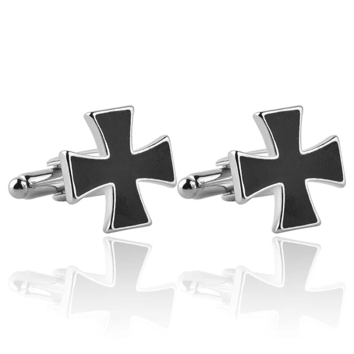 1pcs High Quality Black Enamel Design Stainless Steel Cross Cufflinks for Men Party Engagement Gift