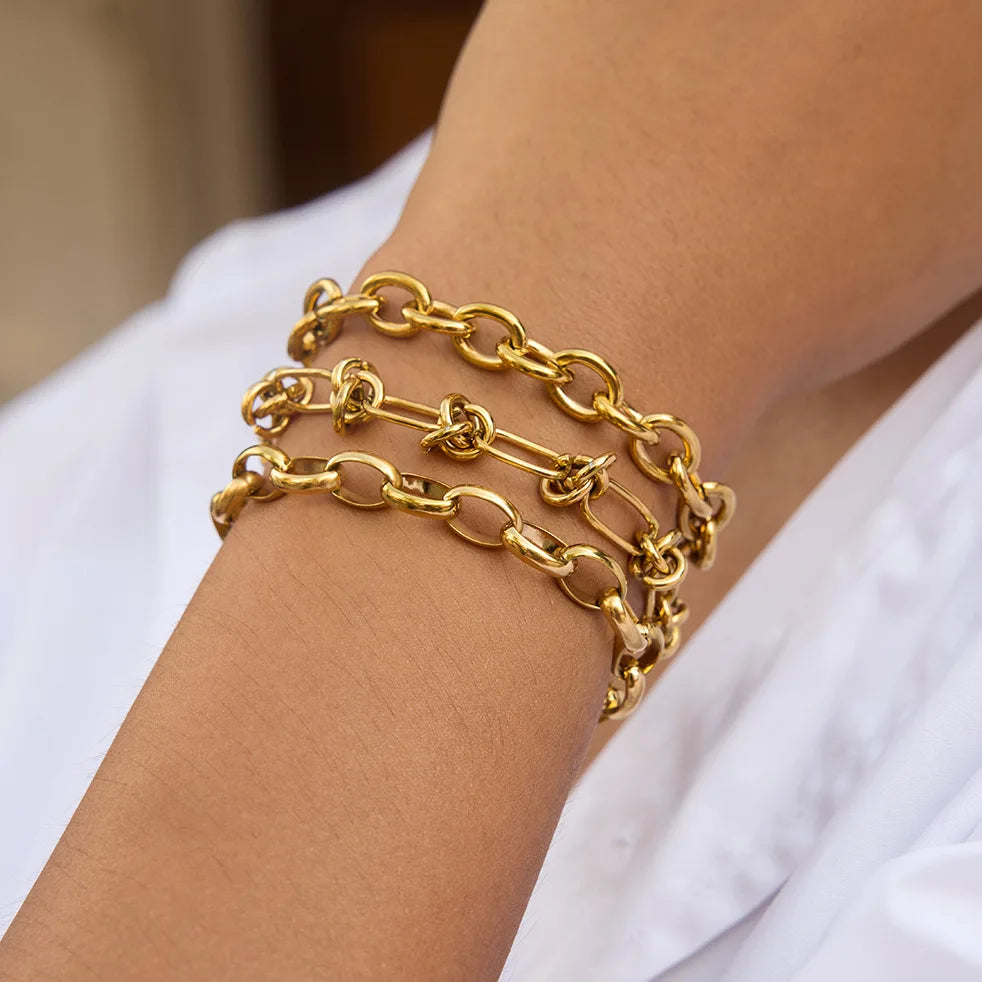 Simple Classical 18K Gold Plated Chain Bracelet Luxury Stainless Steel Chain Bracelet to My Son