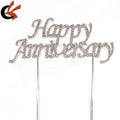 Happy Wedding and Anniversary Cake Topper with Crystals Rhinestone Party Decoration
