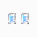 Emerald Cut 5x7mm Natural Blue Moonstone Stud Earrings 925 Sterling Silver Women Earrings