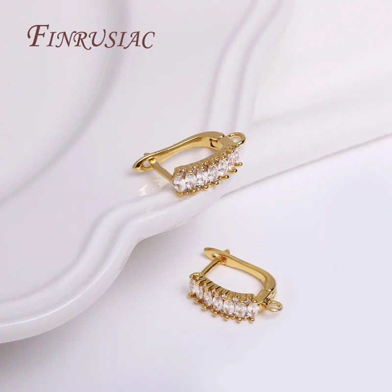 Shvenzy 18K Gold Plated Zircon Crystal Earring Hook Fastener DIY Handmade Jewelry Earwire Findings Accessories