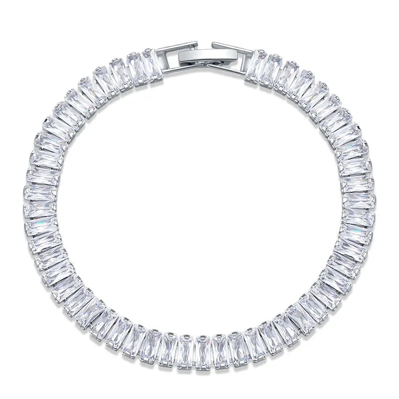 New Bohemian Women's Anniversary Jewelry Bracelet Brass 18K Gold Plated Luxury Square Zircon Chain Gift