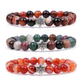 8mm Gemstone Tiger Eye Agate Snowflake Bracelet Natural Stone Healing Crystal Adjustable Bracelet for Christmas Gift