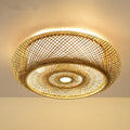 Natural Modern LED Handmade Bamboo Round Ceiling Light Bedroom Living Room Lighting Fixture Bamboo Chandeliers Lamps