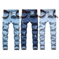 Men's Stretch Slim Ripped Denim Multi-color Pants