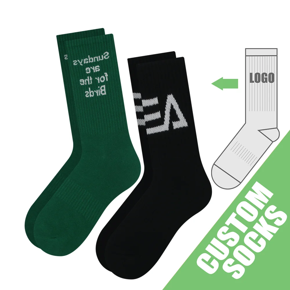 Custom Socks Design Own Logo Crew Socks Customized Cotton Letter Sports Sock With Made Own Logo
