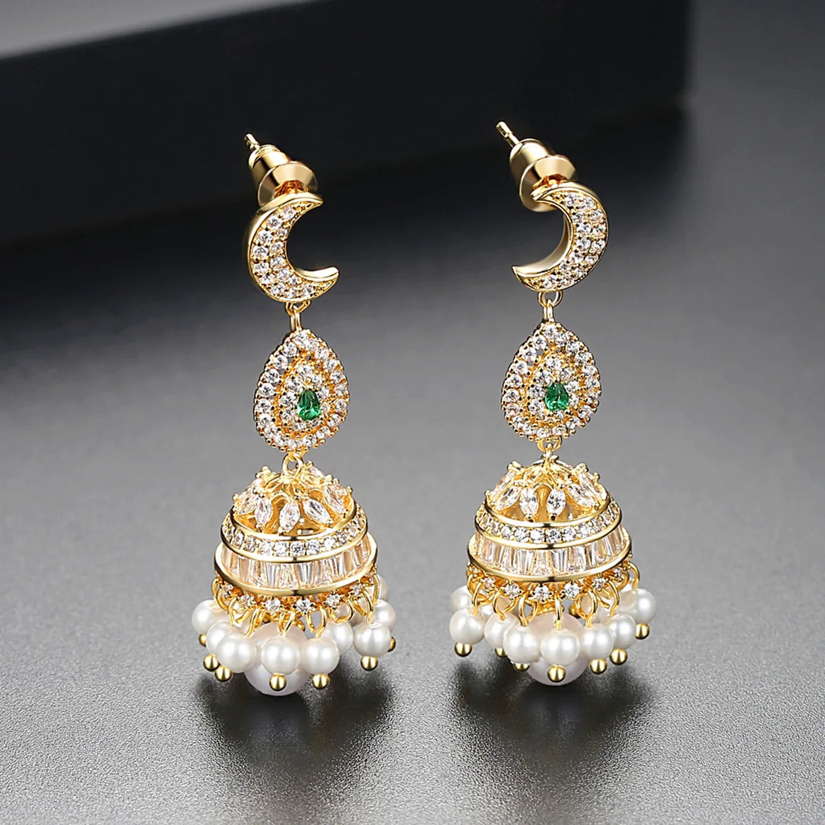 Retro Indian Earrings Popular Earrings Gold Plating Zircon Earrings Women's Creative Wind Chime Jewelry
