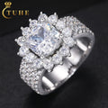 New Design Flower Shape Women Men  925 Solid Silver Certified Lab Diamond Engagement Wedding Moissanite Ring