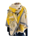 2025 Elegant Floral Cotton Felt Scarf Latest Winter Double-sided Shawl Women's Color Blocked Beautiful Floral Pattern