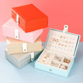 European Standard Double Layer Simple Jewelry Storage Box  Earrings Necklace Ring Jewelry Box Environmental protection  PU