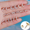 INS Style Fashion Exquisite Piercing Ornament Ear Studs Stainless Steel Gold Plated Zircon Stud Earrings for Women