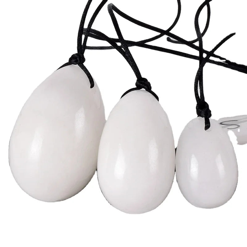 Huiying Natural Nephrite Jade Yoni Eggs for Kegel Exercise Natural white jade Yoni Egg Set Jade Eggs MegaBDM
