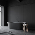 Hot Sale Matt Black Solid Surface Acrylic Tub Modern Design Luxury Freestanding Bath Tub for Soaking for Hotel Projects