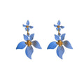 2023 New Arrivals Irregular Flower Drop Earrings Baking Paint Blue Flower Stud Earrings for Women Girls