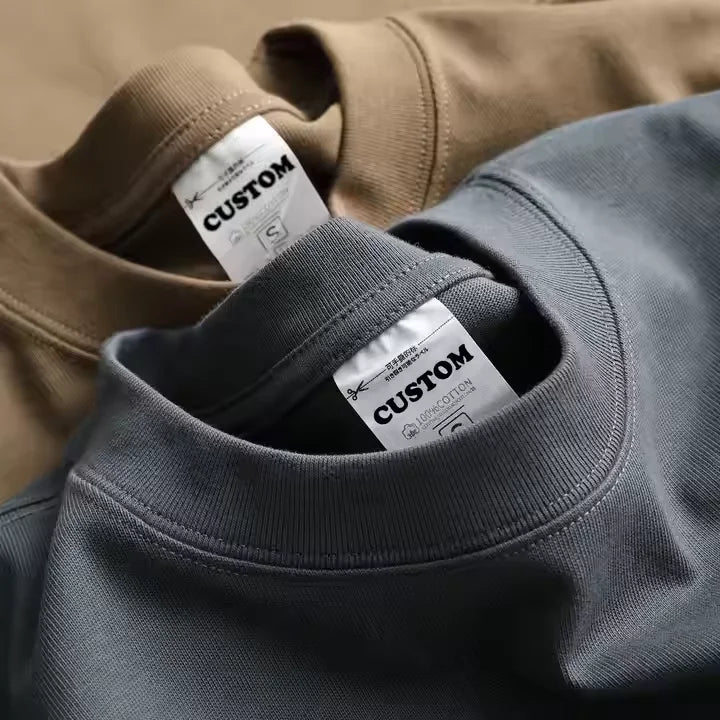 Heavy Weight Luxury Tshirt 100% Cotton Custom Logo Print Boxy Fit Oversize Short Length Jersey Men's T-Shirt Neck