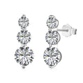 Dylam Simplicity Design 925 Sterling Silver Rhodium Plated Bar Shape 3 Stone 5A Cubic Zirconia Stud Earrings for Women