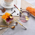 Stainless Steel Flower-Shaped Ceramic Handle Coffee Spoon Restaurant PVD Exquisite Long Handle Dessert Spoon