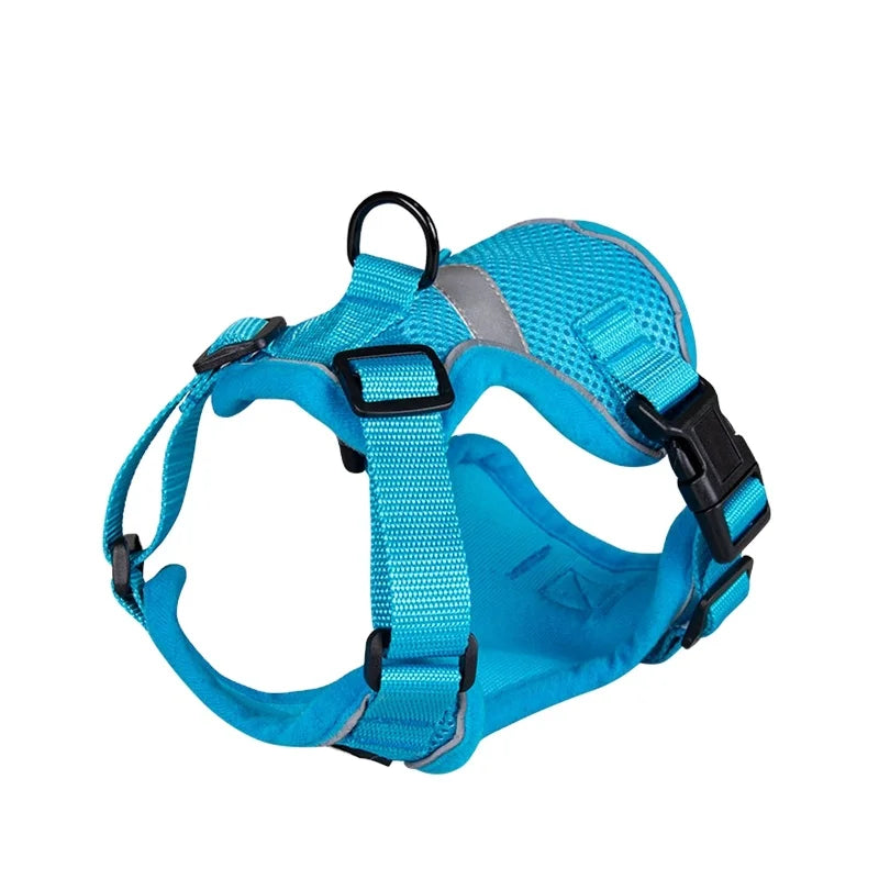 Fashionable Outdoor Safe Escape Proof Pet Vest Harness for Cats Breathable Solid Pattern Reflective Polyester Mesh