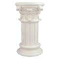 Vintage Style Roman Column Resin Pedestal with Floral Carvings White Classical Garden Sculpture for Outdoor Decor