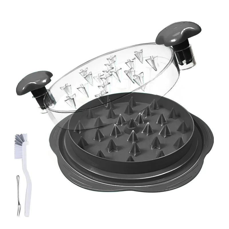 Kitchen Tools Meat Bbq Accessories 9.84 Inch Petal Handle Shredding Tool Twist Chicken Shredder with clear Brush and Fork
