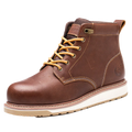 High-End Men's Brown Genuine Leather Work Boots with Shoelaces Durable Summer and Autumn Work Shoes