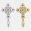 HT 2026 New Alloy Gold Silver Plated Orthodox Church Cross Handhold Crucifix for Church Religious Ceremonies and Parades