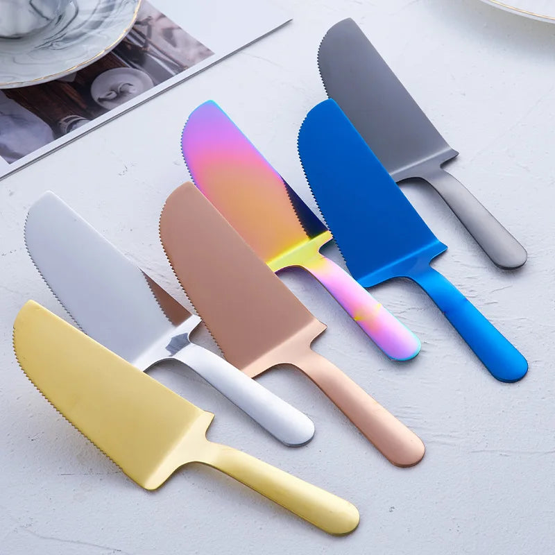 Customized Baking Tools Stainless Steel Cake Cutter Pizza Spatula Short Handle Cake Dessert Shovel Knife