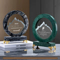 ADL High-Quality Wholesale Awards Mountain Peak Round Crystal Glass Trophy Awards Stone Marble Base Colorful Customized Trophy