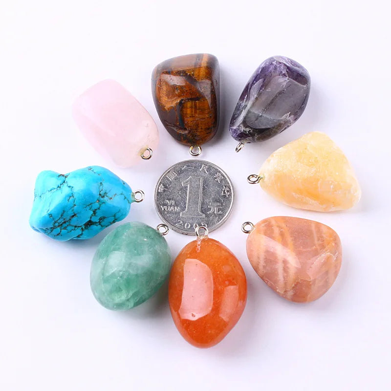 Diy 2020 New Fashion Chakra Bracelet Tumbled Stone Pendant Jewelry Semi-precious Stone Crafts