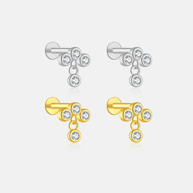 FUAMAY Aretes De Mujer 925 Sterling Silver Flat Back Stud Earrings Simple Tro Diamond Zircon Stud Earrings