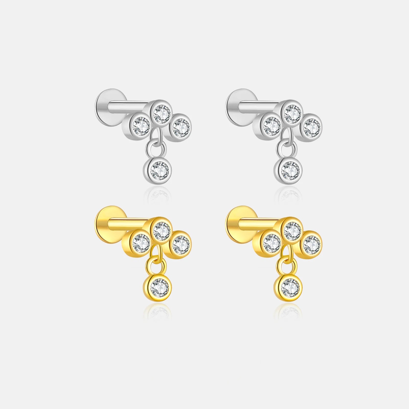 FUAMAY Aretes De Mujer 925 Sterling Silver Flat Back Stud Earrings Simple Tro Diamond Zircon Stud Earrings