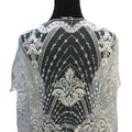 White Dubai Embroidered Pearl Fabrics Bridal Lace Fabric Beaded Tulle Mesh for Wedding Gowns
