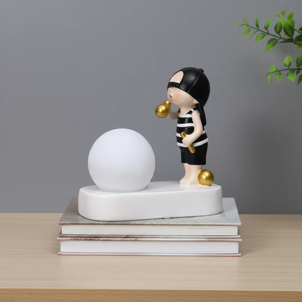 Resin Craft Kit Interior Home Decor Lovely Kids Room Led Light Moon Ball Table Decoration Ornaments