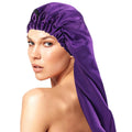 Wholesale Custom Adjustable Silk Satin Long Sleep Bonnet Women Chemo Cap Turban Head Covering Scarf