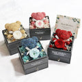 Cute Bear Preserved Rose Flower Acrylic Gift Box With Drawer for Valentines Mother's Day Gift