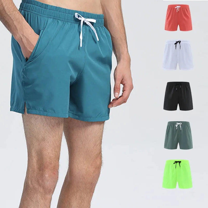 Quick Dry Workout Jogging Gym Fitness Sport Elastic Waist Solid Short Athletic Mens Running Shorts