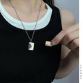 Adjustable Gold Plated Stainless Steel Necklace with Water Wave Chain Letter Envelope Pendant Pearl for Couples Great for Gift
