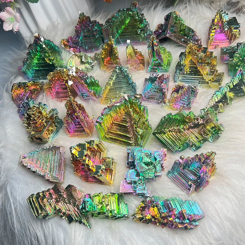 Natural  Rainbow Bismuth Tower Specimen Pyramid Specimen Crystals Ore Healing Mineral