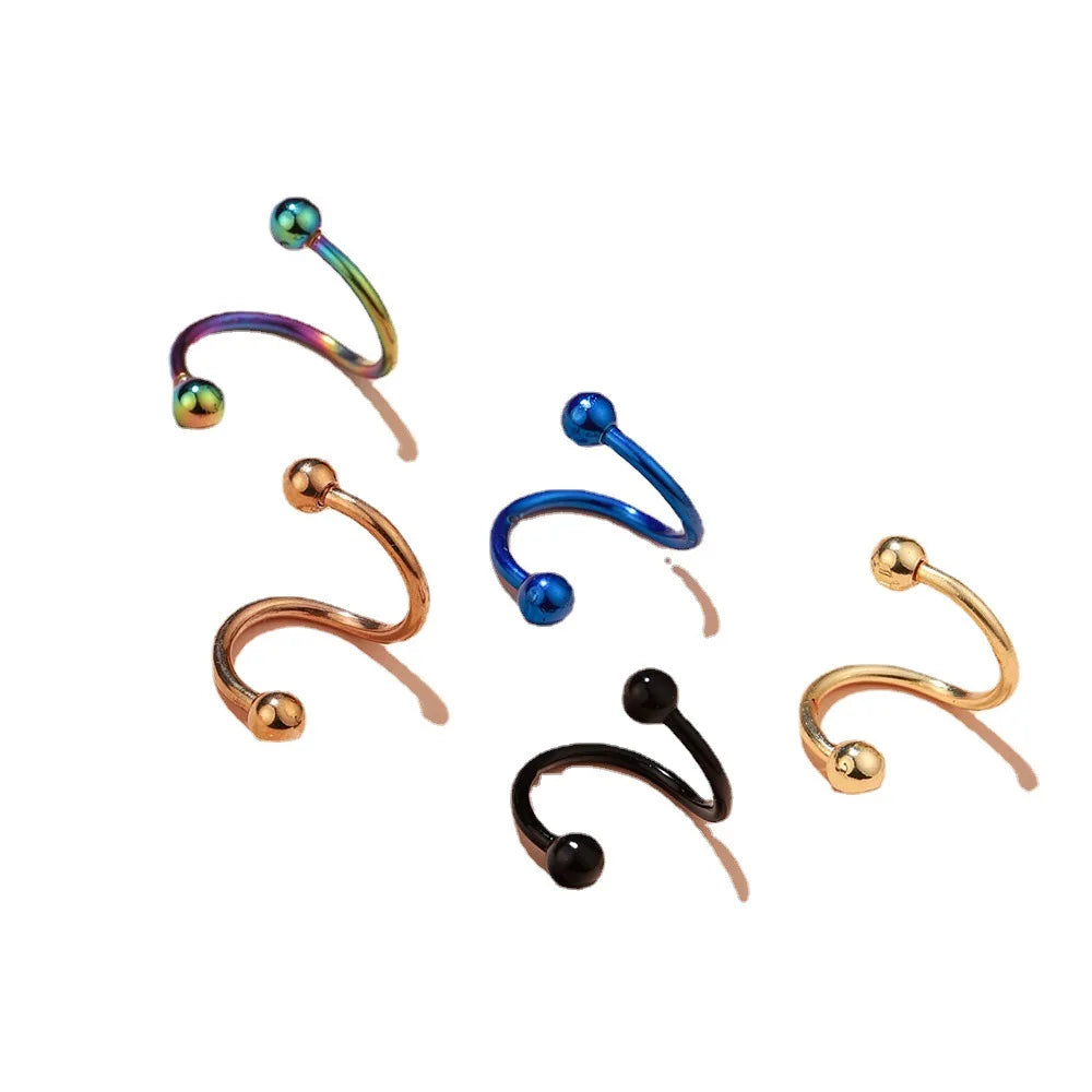 Hot Sale Women Titanium Steel Nose Nail Stud Hoop Body Piercing Ring 5PCS/Lot Steel Body Jewelry Piercing Earrings