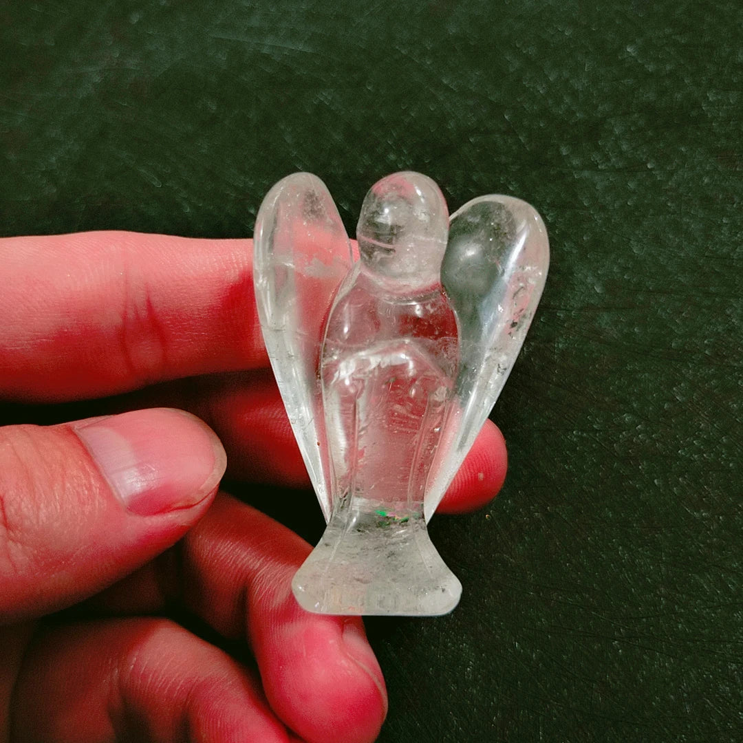 HY 1.5 inch hand carved Chinese sculpture Clear Quartz wild angels Crafts