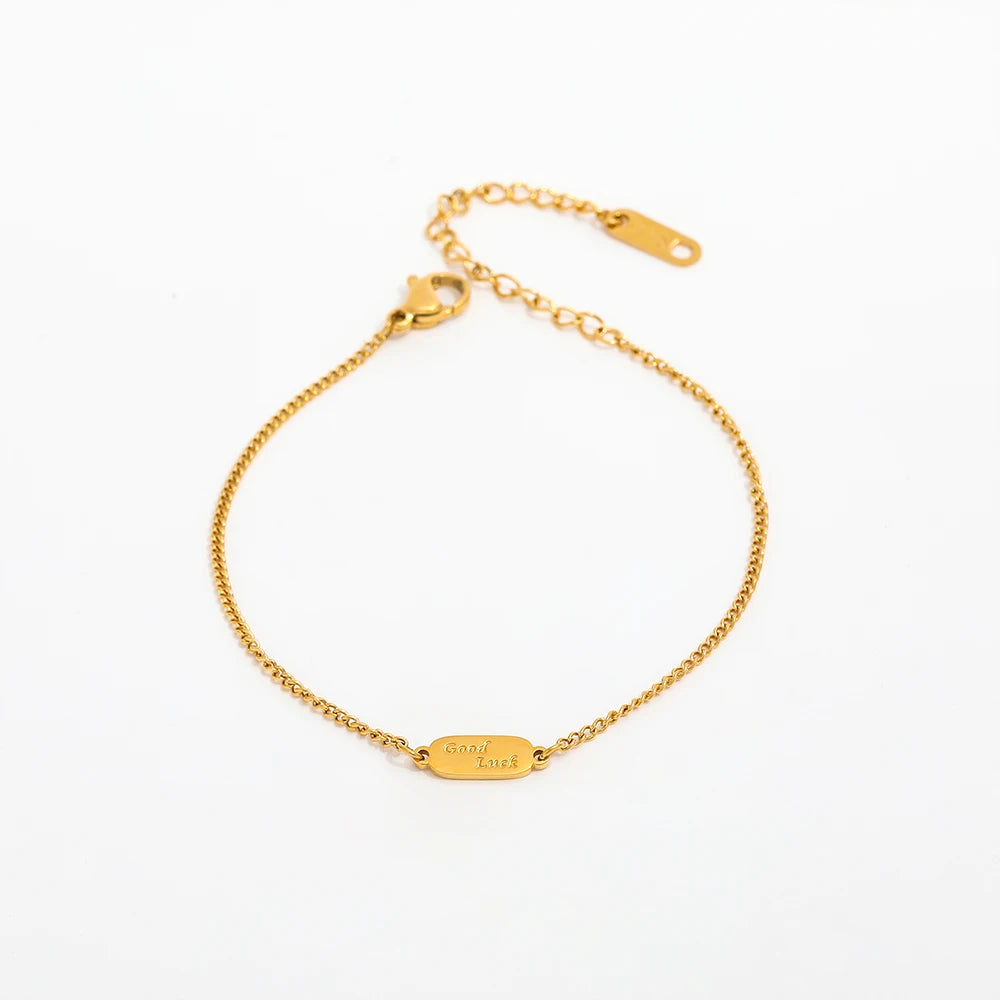 Goodluck Charm Bracelet 18K Gold Plated Stainless Steel Bracelet for Women New Jewelry Wholesale
