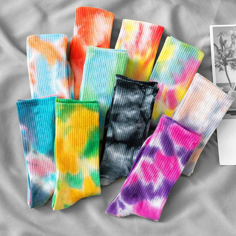 Calcetines Tie Dye Socks Nik Custom Logo Designer Men's Socks Happy Unisex Socks
