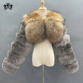 Janefur Custom Real Fur Jacket Top Fashion Natural Fox Fur Sleeve Coat Women