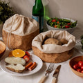 ECO-friendly 100% Unbleached Cotton and Natural Cork Reusable Bread Basket Canvas Bag with Drawstring